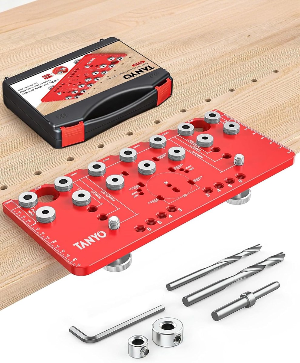 TANYO Shelf Pin Jig and Hinge Jig, 2-in-1
