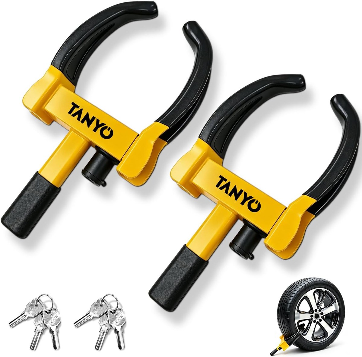 TANYO Wheel Lock Clamp, 2-Pack